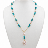 Freshwater Pearl and Turquoise Gemstone Necklace