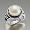 Cultured Freshwater Pearl 925 Sterling Silver Staircase Ring