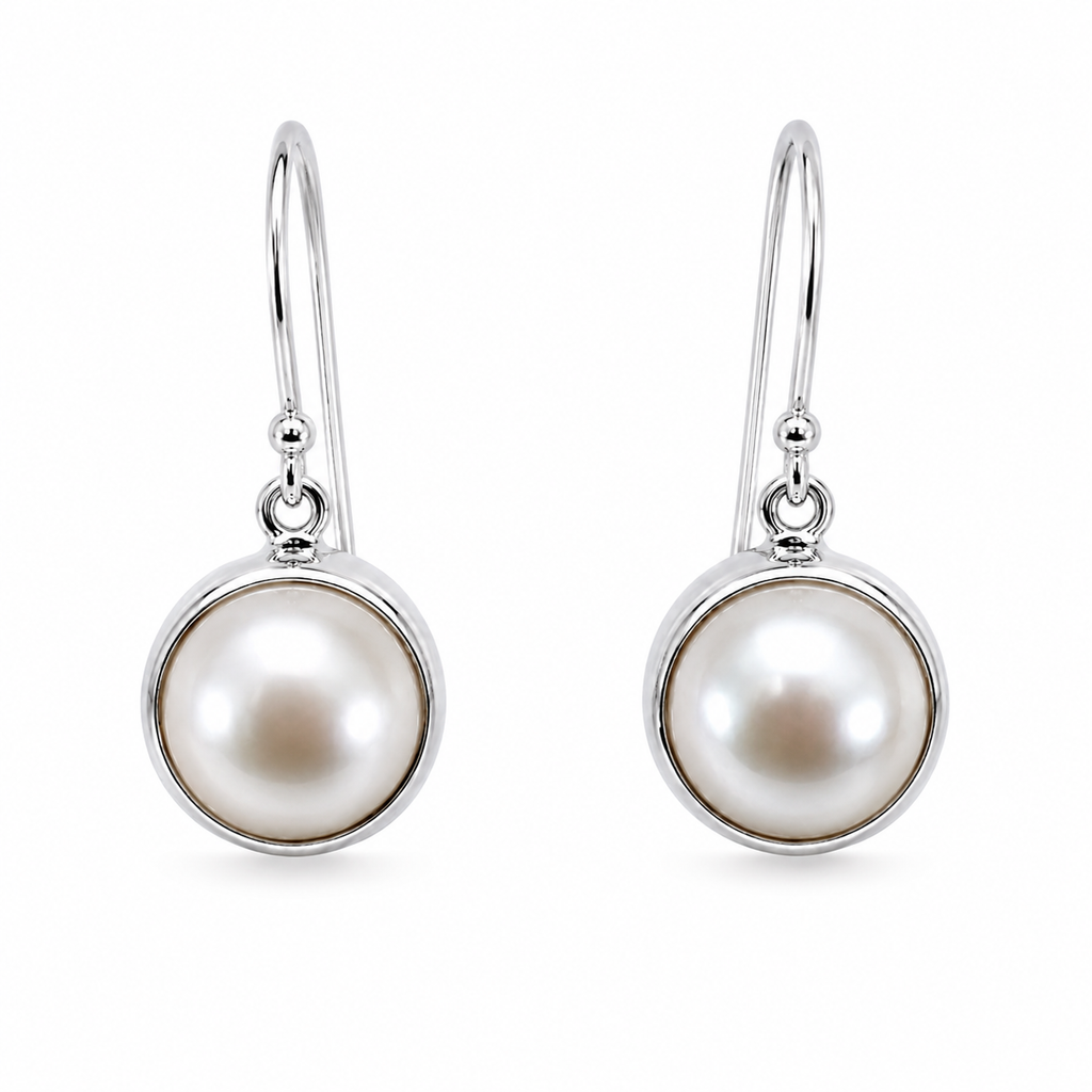 Mabe Pearl Sterling Silver 925 Hook Earrings