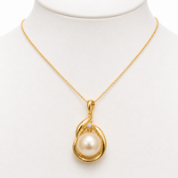 Golden South Sea Pearl Fancy Swirl Diamond Pendant