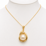 Golden South Sea Pearl Fancy Swirl Diamond Pendant