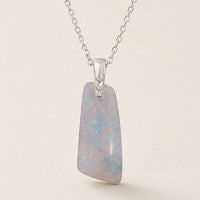 Australian Opal Translucent Pastel Sterling Silver CZ Pendant