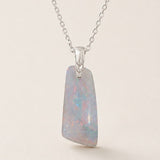 Australian Opal Translucent Pastel Sterling Silver CZ Pendant