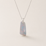 Australian Opal Translucent Pastel Sterling Silver CZ Pendant