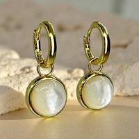 Mother of Pearl Huggie Earrings