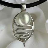 Blue Haze Staircase to the Moon Pearl Silver Pendant