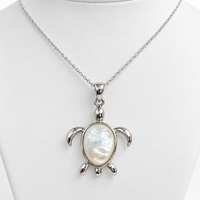 Mother of Pearl Turtle Sterling Silver 925 Pendant