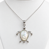 Mother of Pearl Turtle Sterling Silver 925 Pendant