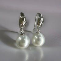 Broome Pearl Diamond 18ct White Gold Leaf Hook Earrings