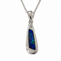 Australian Opal Petite Zirconia Sterling Silver Pendant