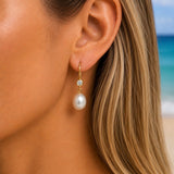 18ct Broome Pearl and Diamond Hook Earrings