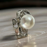 Cultured Freshwater Pearl Silver Seaweed Ring 