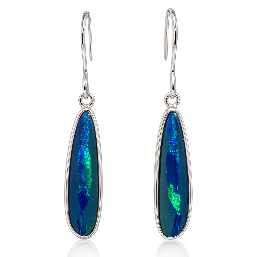 Australian Opal Colours of Broome Drop Silver Earrings