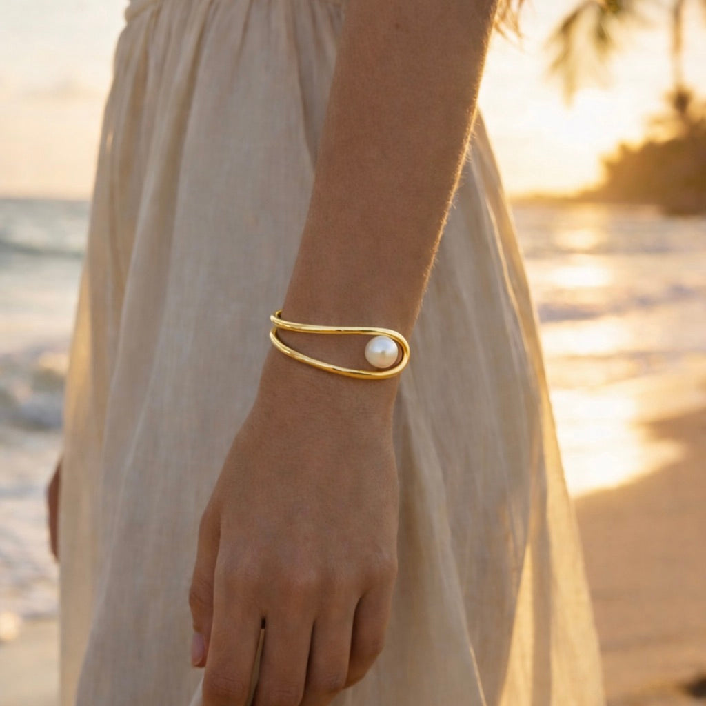 Cultured Freshwater Sterling Silver Cuff Bracelet
