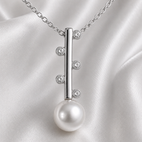 Cultured Freshwater Pearl Staircase Silver 925 CZ Pendant