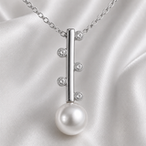 Cultured Freshwater Pearl Staircase Silver 925 CZ Pendant