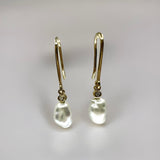 9ct Gold Broome Keshi Diamond Hook Earrings