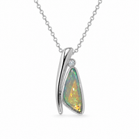Australian Opal Translucent Opal Sterling Silver Zirconia Pendant