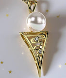 Freshwater Pearl Roebuck Bay Zirconia Gold Pendant