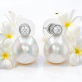 Cultured Freshwater Baroque Pearl 925 CZ Studs
