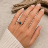 Australian Opal Stunning Blue Green Tear Drop 925 Ring