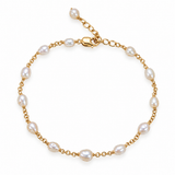 Freshwater Petite Keshi Pearl Fine Chain Gold Bracelet