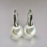 Cultured Freshwater Pearl Shepard Hook Silver Earrings