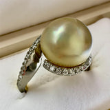 Golden Pearl Silver Cubic Harmony Zirconia Ring