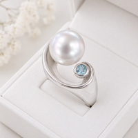 Broome Pearl 'Luna Eclipse' Topaz Gem Sterling Silver Ring