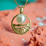 Broome Pearl Barred Creek Staircase Pendant 9ct Gold