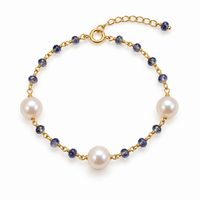 Freshwater Pearl and Violet Blue Gemstone Bracelet