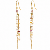 Freshwater Pearl Multi Colour Garnet Gold Drop Earrings