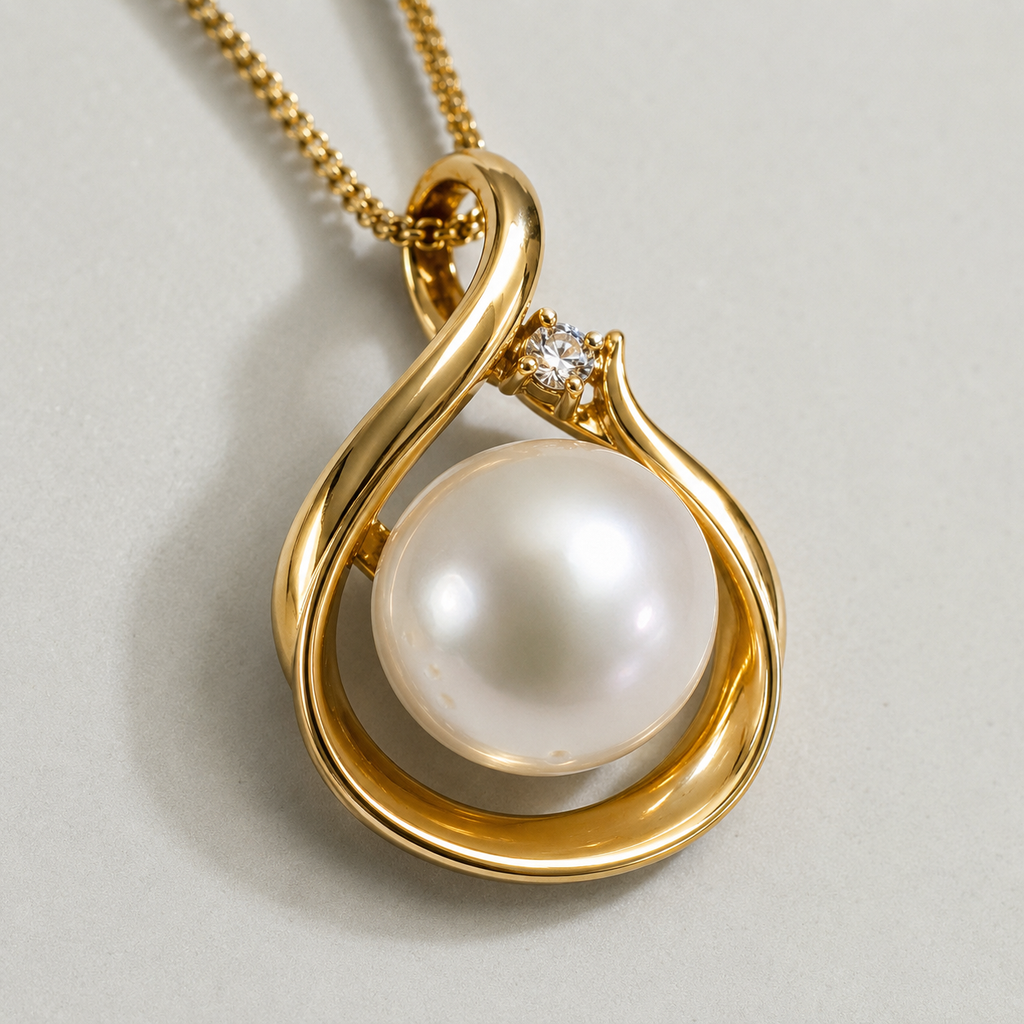 South Sea Pearl Fancy Swirl Diamond Pendant