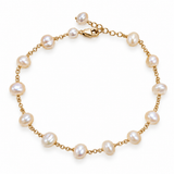 Freshwater Keshi Pearl Chain Gold Bracelet