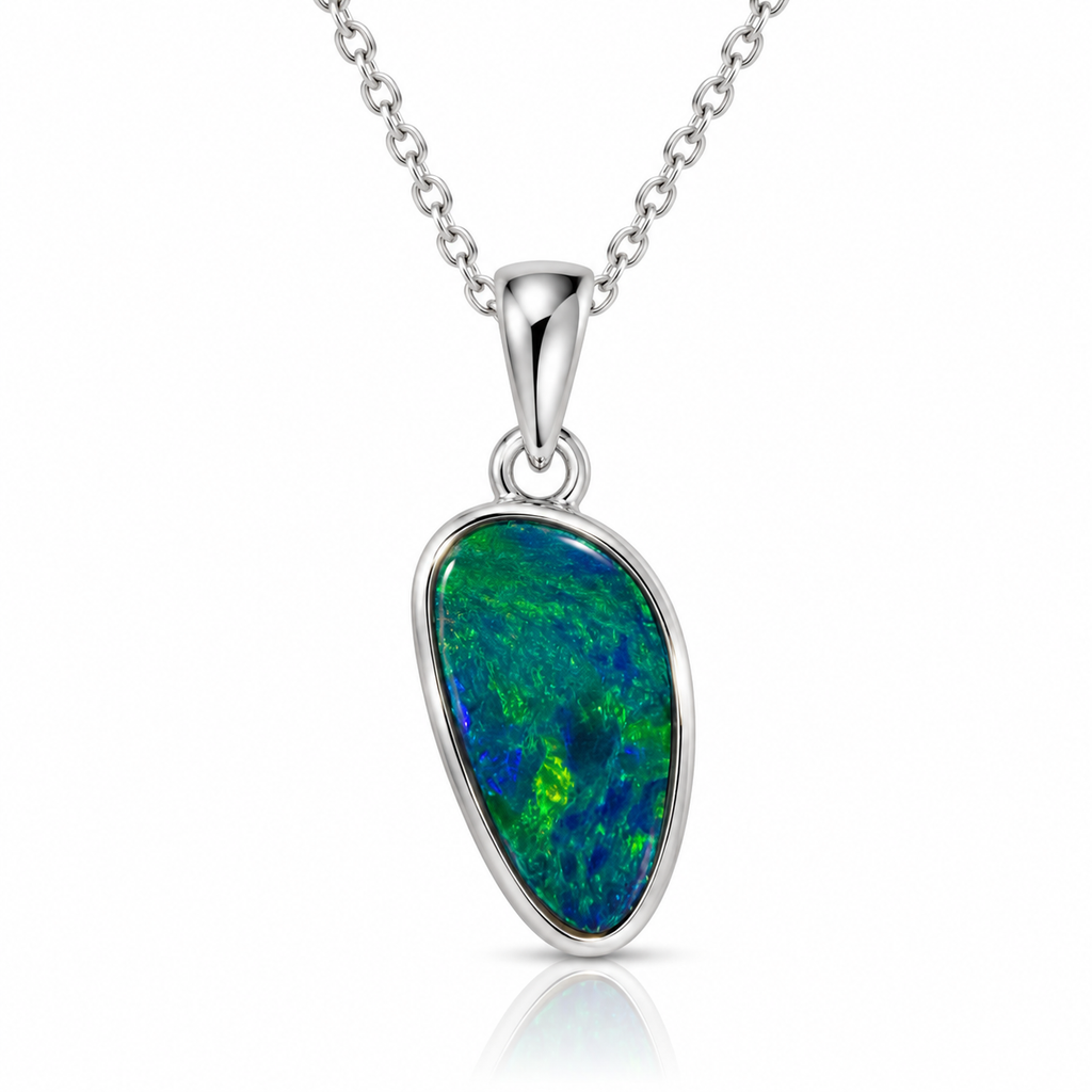 Australian Opal Sterling Silver 925 Freeform Pendant