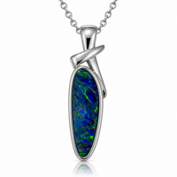Australian Opal Ocean Tides Sterling Silver Pendant