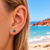 Australian Opal Luminous Green and Blue Stud Earrings