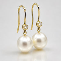 18ct Broome Pearl and Diamond Hook Earrings