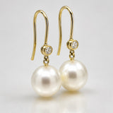 18ct Broome Pearl and Diamond Hook Earrings