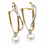 Cultured Broome Pearl Two Tone Gold Hoop Earrings