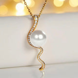Cultured Freshwater Pavé Set Mitchell Falls Zirconia Gold Pendant