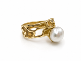 Gold Broome Pearl Seaweed Ring & Kimberley Diamond