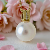 Broome Pearl Pave Set Diamond Gold Pendant