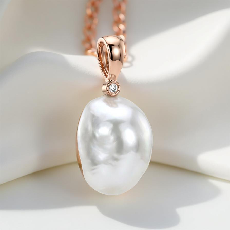 Broome Keshi Rose Gold Diamond Pendant