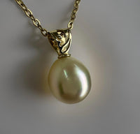 Golden Champagne South Sea Pearl 9ct Pendant