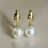 Broome Pearl Diamond 18ct Leaf Hook Earrings