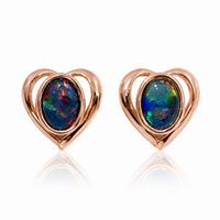 Australian Opal Heart Stud Earrings
