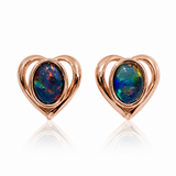 Australian Opal Heart Stud Earrings