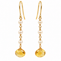 Freshwater Pearl Citrine Gold Drop Earrings