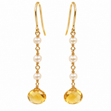 Freshwater Pearl Citrine Gold Drop Earrings